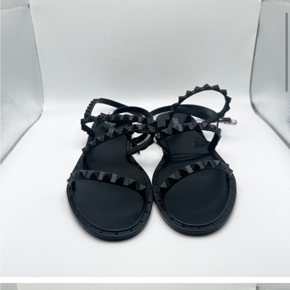 Steve Madden Travel J Jelly Studded Rockstud Flat Sandals Wrap Ankle NEW - Picture 4 of 6